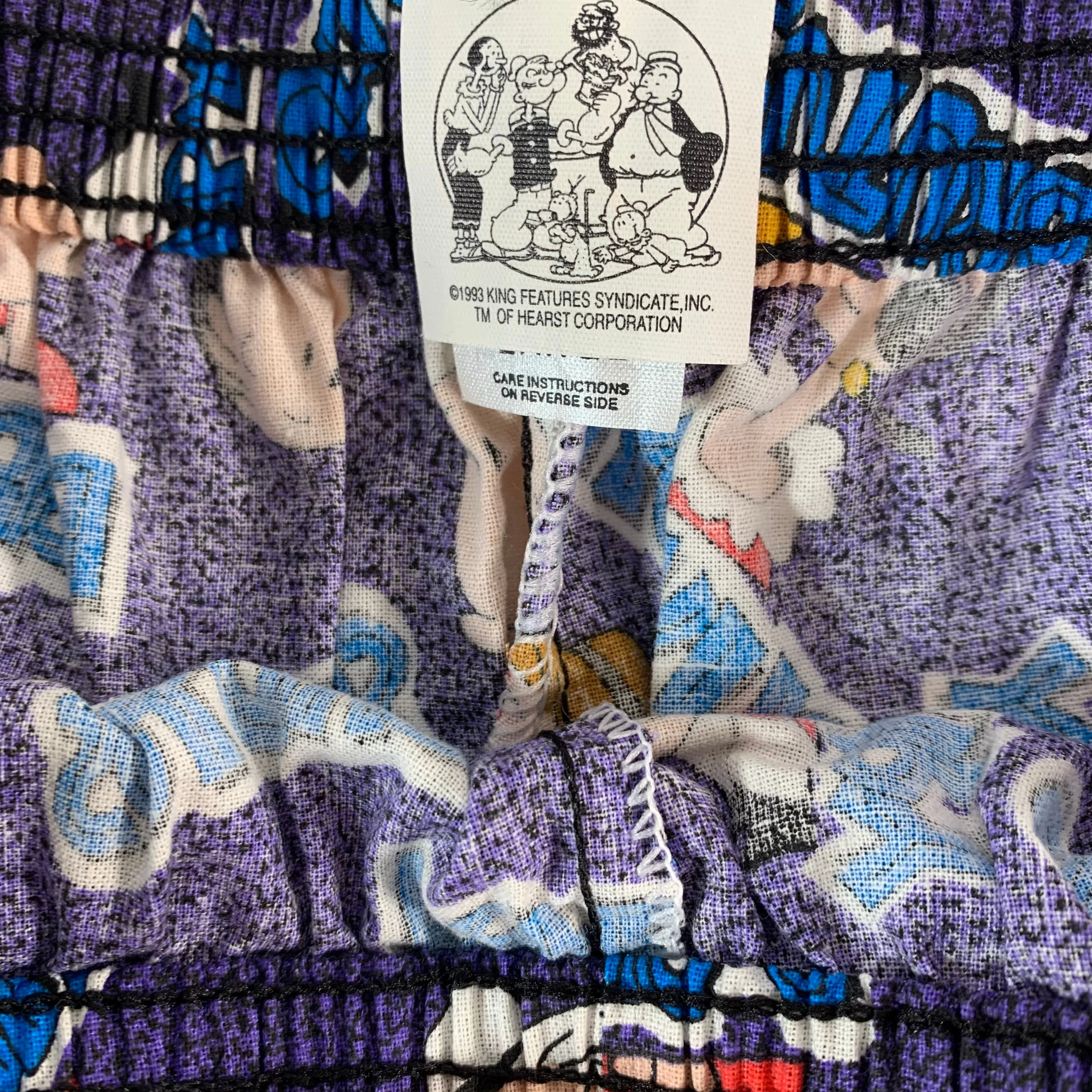 Vintage Popeye "King Features Syndicate" All Over Print Shorts