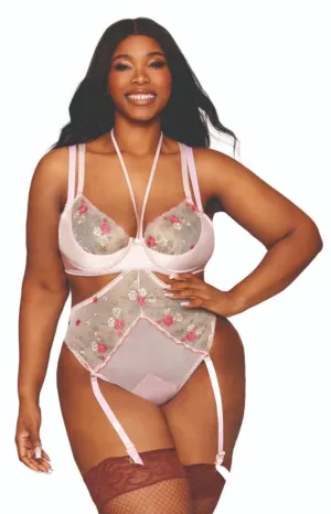 Vintage Rose Gala Plus Size Teddy and Bra Set