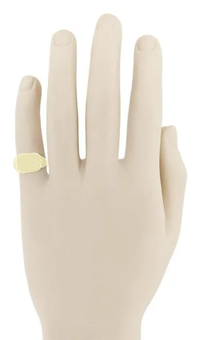 Vintage Style Victorian Rectangle Seal Signet Ring for Men in 14 Karat Yellow Gold