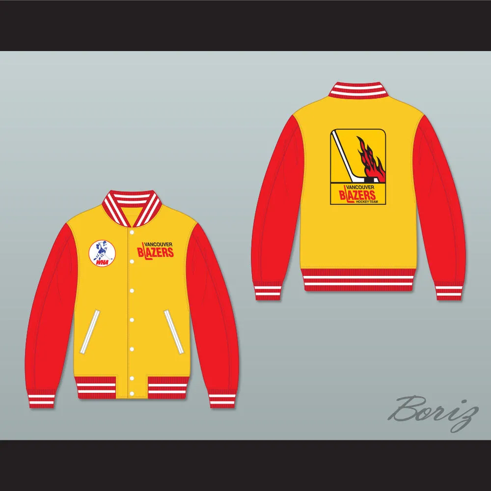 WHA Vancouver Blazers Yellow and Red Varsity Letterman Jacket-Style Sweatshirt 1