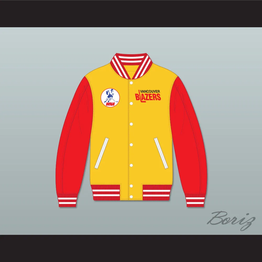 WHA Vancouver Blazers Yellow and Red Varsity Letterman Jacket-Style Sweatshirt 1