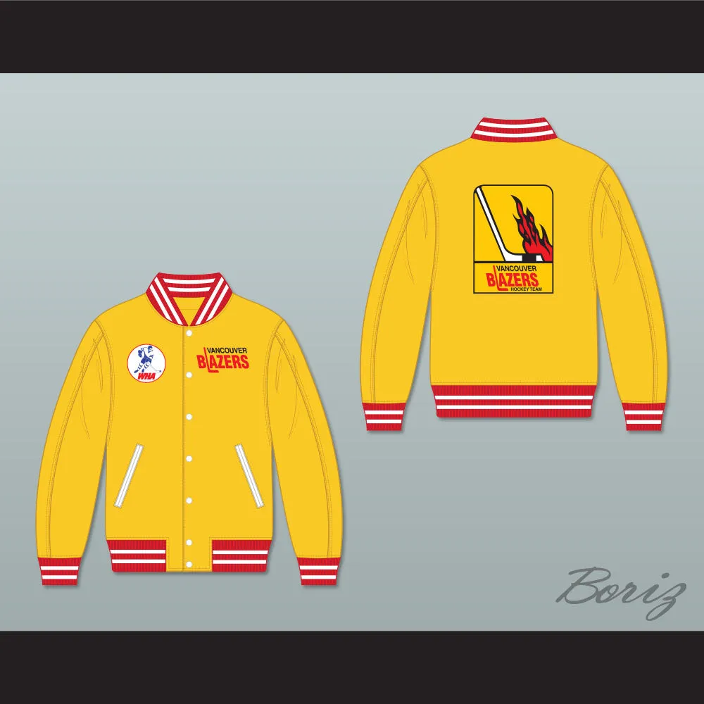 WHA Vancouver Blazers Yellow Varsity Letterman Jacket-Style Sweatshirt 1