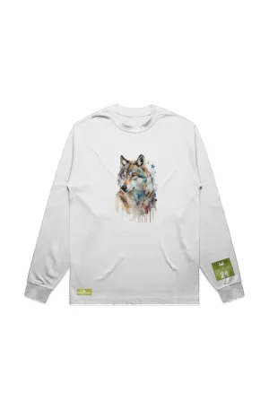 WOLFPACK UNLTD L/S GRAPHIC TEE | BLOOD ORANGE MOON | WHITE