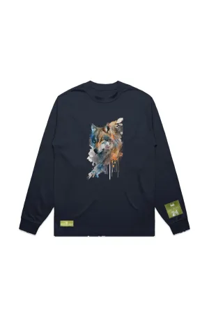 WOLFPACK UNLTD L/S GRAPHIC TEE | BLUE PALE MOON |NAVY BLUE