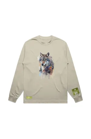 WOLFPACK UNLTD L/S GRAPHIC TEE | SILVER PALE MOON |BUTTER BEIGE