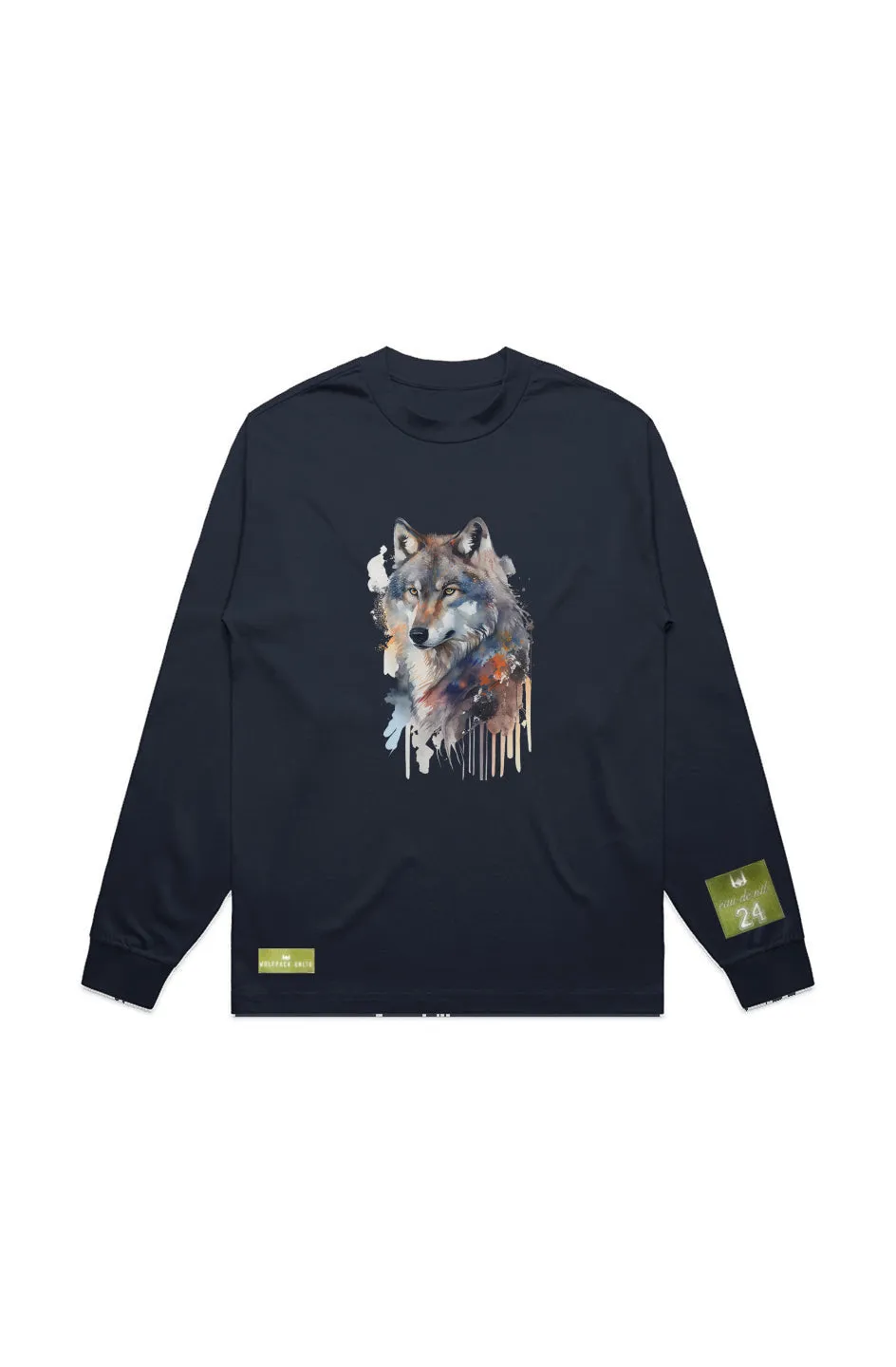 WOLFPACK UNLTD L/S GRAPHIC TEE | SILVER PALE MOON |NAVY BLUE