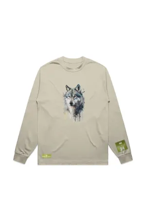 WOLFPACK UNLTD L/S GRAPHIC TEE | WHITE NIGHT RIDER | BUTTER BEIGE