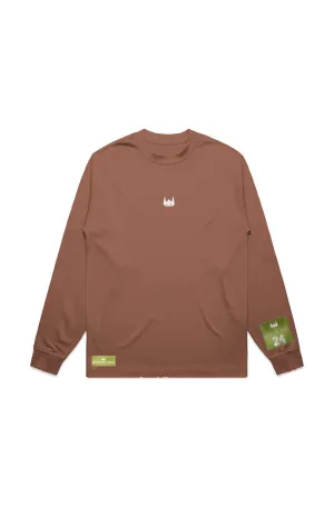 WOLFPACK UNLTD "BOLD STATEMENT" HEAVYWEIGHT OVERSIZED L/S EMBROIDERED TEE | CLAY BROWN
