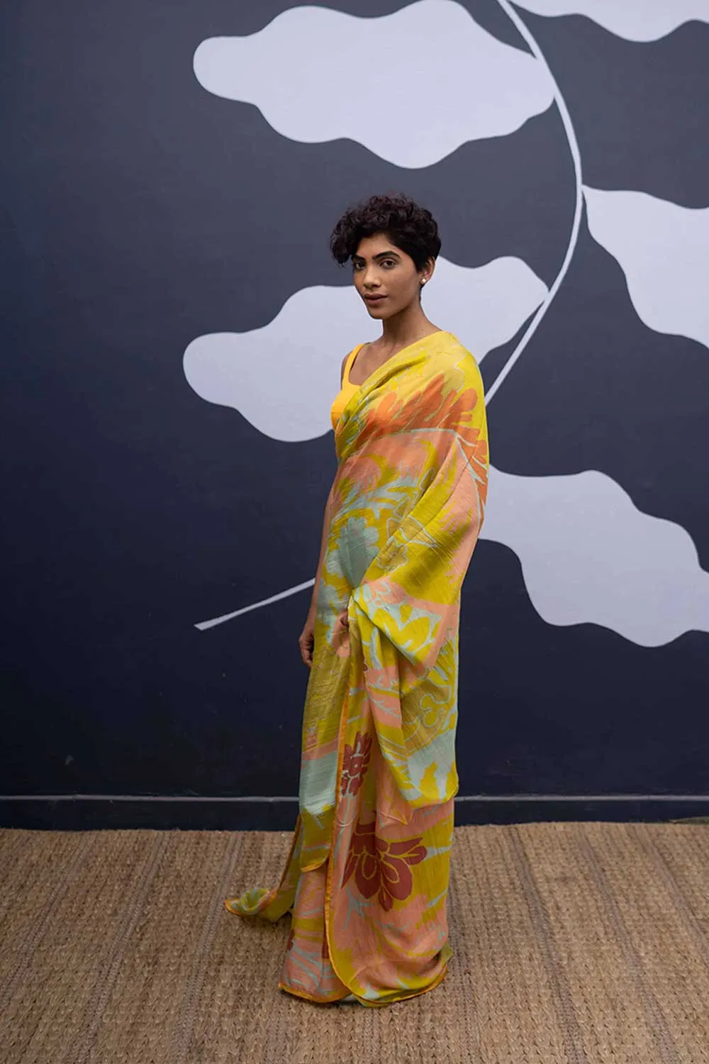 YAM   I   Passeig De Gracia SKYE SAREE 1  (SAREE)  [BLOUSE STITCHED/ UNSTITCHED NOT INCLUDED] PURE HABUTAI SILK MULTI YAMSR20