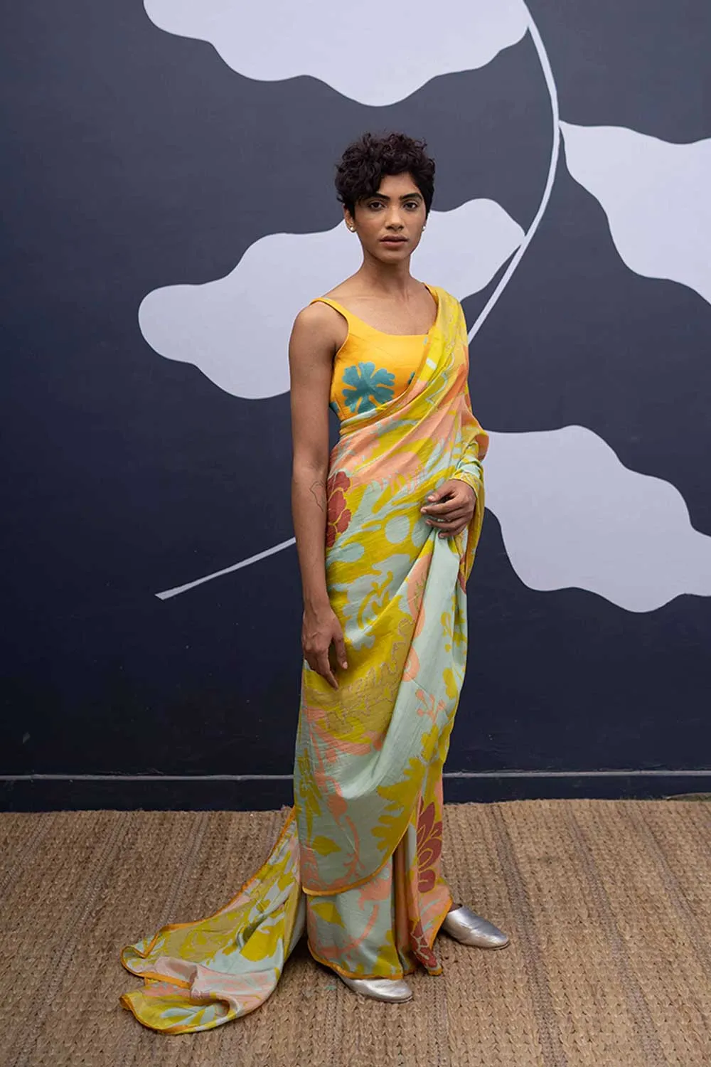 YAM   I   Passeig De Gracia SKYE SAREE 1  (SAREE)  [BLOUSE STITCHED/ UNSTITCHED NOT INCLUDED] PURE HABUTAI SILK MULTI YAMSR20
