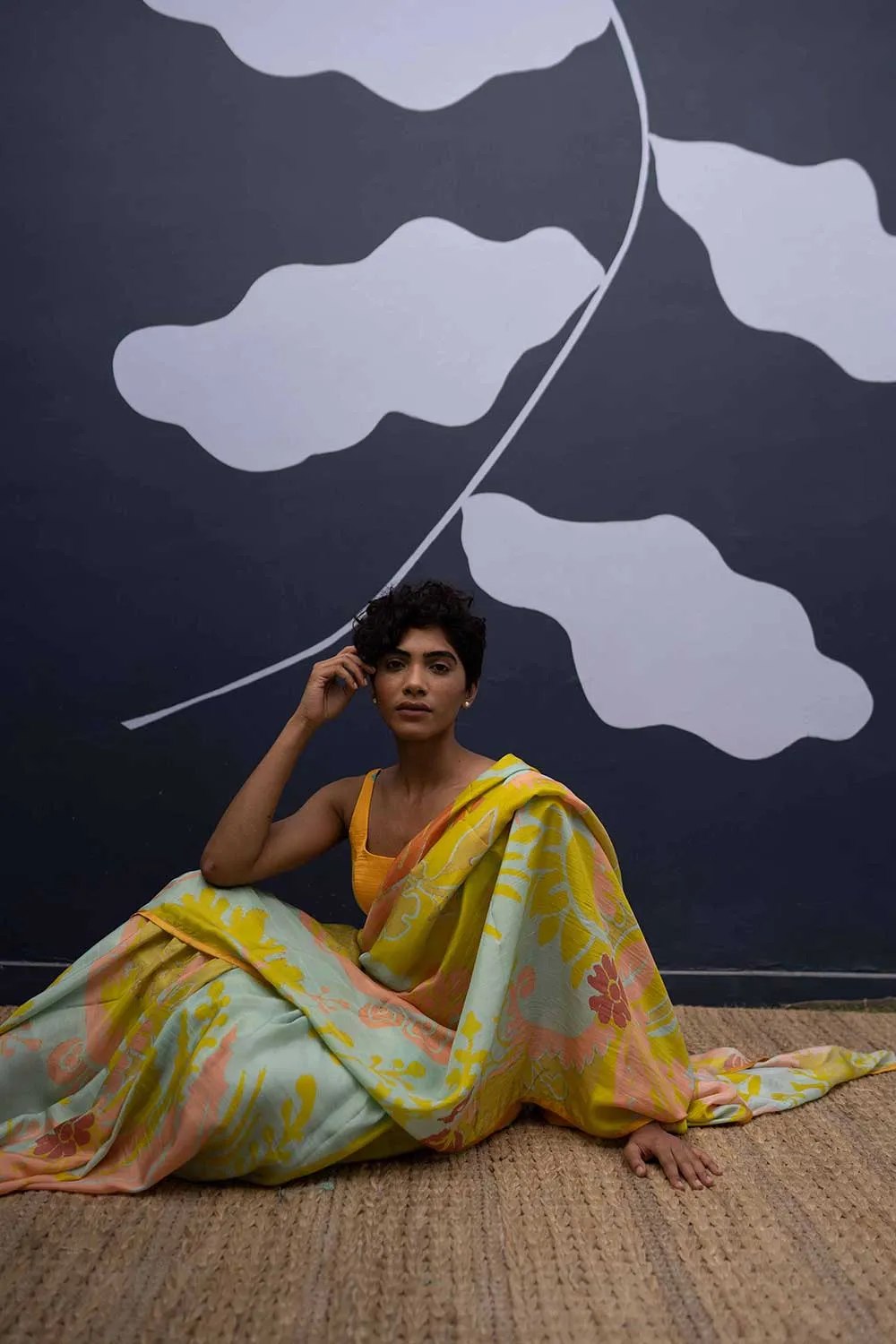 YAM   I   Passeig De Gracia SKYE SAREE 1  (SAREE)  [BLOUSE STITCHED/ UNSTITCHED NOT INCLUDED] PURE HABUTAI SILK MULTI YAMSR20