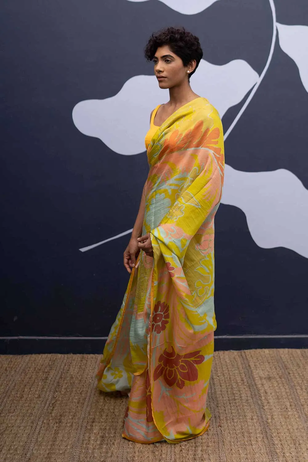 YAM   I   Passeig De Gracia SKYE SAREE 1  (SAREE)  [BLOUSE STITCHED/ UNSTITCHED NOT INCLUDED] PURE HABUTAI SILK MULTI YAMSR20