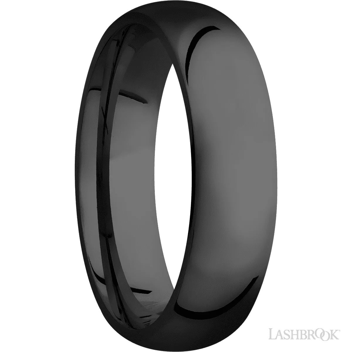Zirconium Domed Men's 6MM Wedding Ring With Satin Finish